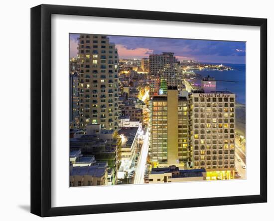 Elevated Dusk View of the City Beachfront, Tel Aviv, Israel, Middle East-Gavin Hellier-Framed Photographic Print