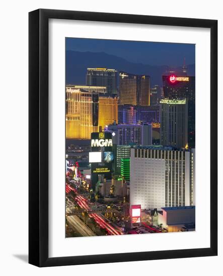 Elevated Dusk View of the Hotels and Casinos Along the Strip, Las Vegas, Nevada, USA, North America-Gavin Hellier-Framed Photographic Print