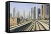 Elevated Metro Track on Sheikh Zayed Road, Dubai, United Arab Emirates, Middle East-Amanda Hall-Framed Stretched Canvas