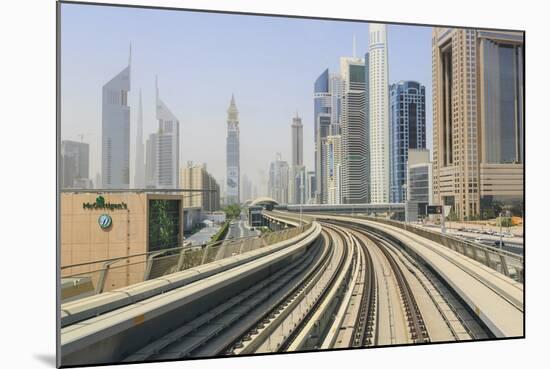 Elevated Metro Track on Sheikh Zayed Road, Dubai, United Arab Emirates, Middle East-Amanda Hall-Mounted Photographic Print