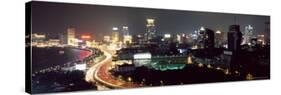 Elevated Night View of the Bund (Zhongshan Dong Yilu), River and New City Skyline, Shanghai, China-Gavin Hellier-Stretched Canvas