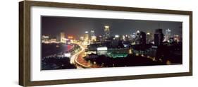 Elevated Night View of the Bund (Zhongshan Dong Yilu), River and New City Skyline, Shanghai, China-Gavin Hellier-Framed Photographic Print