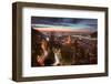 Elevated Nightly View of Heidelberg Altstadt (Old Town) with Spires and Light Trails-Andreas Brandl-Framed Photographic Print