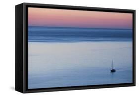 Elevated Port View at Dusk, St-Florent, Le Nebbio, Corsica, France-Walter Bibikow-Framed Stretched Canvas