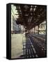 Elevated Rail and Streetcar in New York Times Square-Andreas Feininger-Framed Stretched Canvas