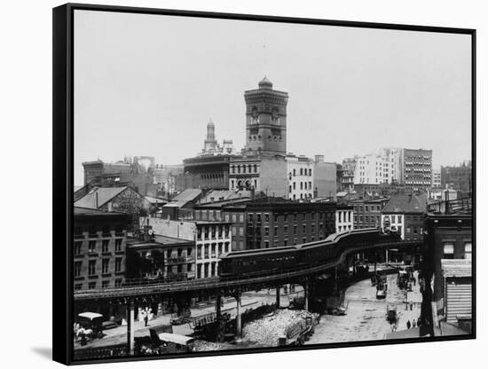 Elevated Railroad in New York City-null-Framed Stretched Canvas