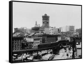 Elevated Railroad in New York City-null-Framed Stretched Canvas