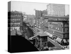 Elevated railroad, Wabash Avenue, Chicago, Illinois, c.1900-10-Hans Behm-Stretched Canvas