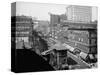 Elevated railroad, Wabash Avenue, Chicago, Illinois, c.1900-10-Hans Behm-Stretched Canvas