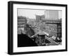 Elevated railroad, Wabash Avenue, Chicago, Illinois, c.1900-10-Hans Behm-Framed Photographic Print