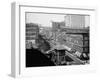 Elevated railroad, Wabash Avenue, Chicago, Illinois, c.1900-10-Hans Behm-Framed Photographic Print