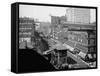 Elevated railroad, Wabash Avenue, Chicago, Illinois, c.1900-10-Hans Behm-Framed Stretched Canvas