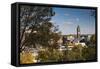 Elevated Skyline with Old Courthouse, Sioux Falls, South Dakota, USA-Walter Bibikow-Framed Stretched Canvas