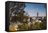 Elevated Skyline with Old Courthouse, Sioux Falls, South Dakota, USA-Walter Bibikow-Framed Stretched Canvas