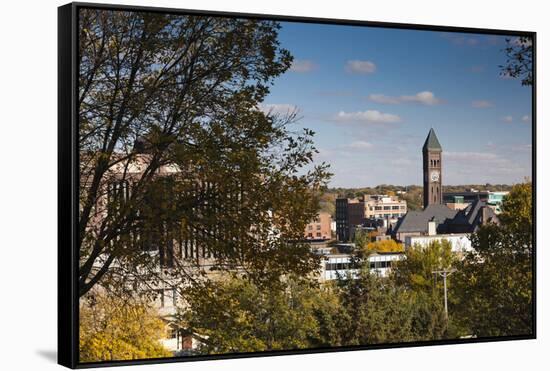 Elevated Skyline with Old Courthouse, Sioux Falls, South Dakota, USA-Walter Bibikow-Framed Stretched Canvas