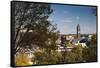 Elevated Skyline with Old Courthouse, Sioux Falls, South Dakota, USA-Walter Bibikow-Framed Stretched Canvas