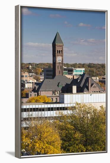 Elevated Skyline with Old Courthouse, Sioux Falls, South Dakota, USA-Walter Bibikow-Framed Photographic Print