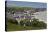 Elevated Town View, Arromanches Les Bains, Normandy, France-Walter Bibikow-Stretched Canvas