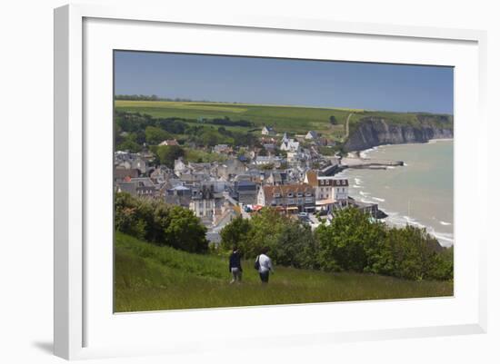 Elevated Town View, Arromanches Les Bains, Normandy, France-Walter Bibikow-Framed Photographic Print