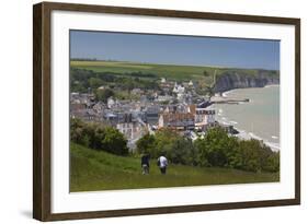 Elevated Town View, Arromanches Les Bains, Normandy, France-Walter Bibikow-Framed Photographic Print