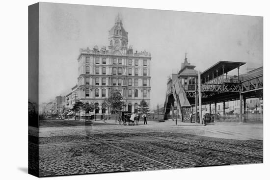 Elevated Train Station in New York-Charles Pollock-Stretched Canvas