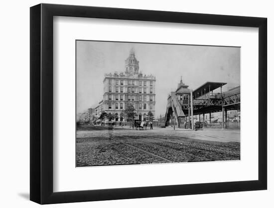 Elevated Train Station in New York-Charles Pollock-Framed Photographic Print