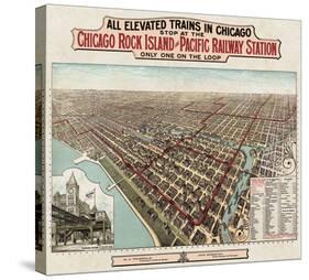 Elevated Trains in Chicago, c. 1897-Poole Bros^-Stretched Canvas