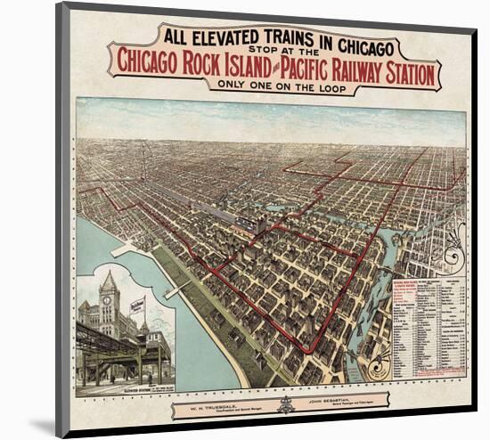 Elevated Trains in Chicago, c. 1897-Poole Bros^-Mounted Art Print