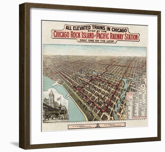 Elevated Trains in Chicago, c. 1897-Poole Bros^-Framed Art Print