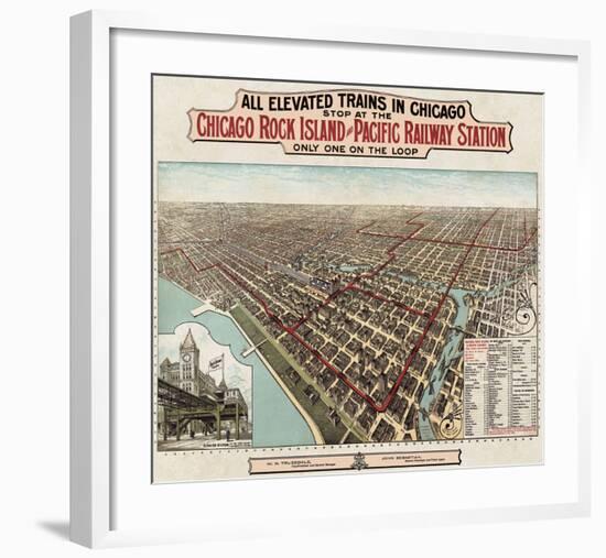 Elevated Trains in Chicago, c. 1897-Poole Bros^-Framed Art Print