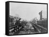 Elevated Trains in Manhattan's Bowery-null-Framed Stretched Canvas
