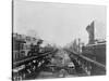 Elevated Trains in Manhattan's Bowery-null-Stretched Canvas