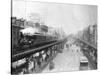 Elevated Trains in Manhattan's Bowery-null-Stretched Canvas