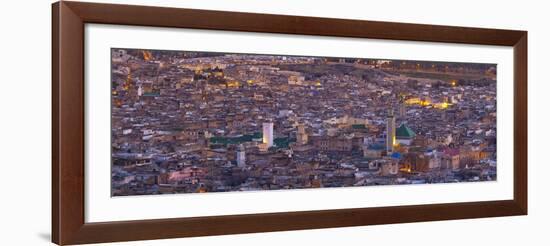 Elevated View across the Old Medina of Fes Illuminated at Dusk-Doug Pearson-Framed Photographic Print