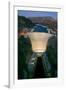 Elevated view at dusk of Hoover Dam (formerly Boulder dam) and Lake Mead is in the Black Canyon...-null-Framed Photographic Print