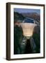 Elevated view at dusk of Hoover Dam (formerly Boulder dam) and Lake Mead is in the Black Canyon...-null-Framed Photographic Print