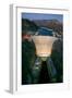Elevated view at dusk of Hoover Dam (formerly Boulder dam) and Lake Mead is in the Black Canyon...-null-Framed Photographic Print