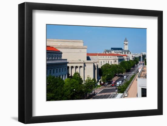 Elevated view down Pennsylvania Avenue, Washington D.C. with Old Post Office tower in view, Wash...-null-Framed Photographic Print