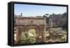 Elevated View from Behind the Capitol of the Arch of Septimius Severus in the Forum, Rome, Lazio-Eleanor Scriven-Framed Stretched Canvas