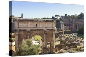 Elevated View from Behind the Capitol of the Arch of Septimius Severus in the Forum, Rome, Lazio-Eleanor Scriven-Stretched Canvas