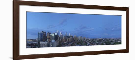 Elevated view of a city at dusk, Philadelphia, Pennsylvania, USA-Panoramic Images-Framed Photographic Print