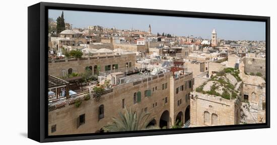Elevated view of a city, Jewish Quarter, Old City, Jerusalem, Israel-null-Framed Stretched Canvas