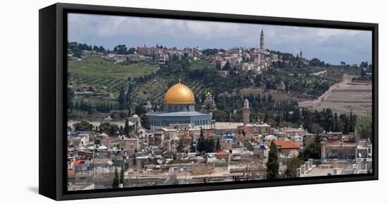 Elevated view of a city, Old City, Jerusalem, Israel-null-Framed Stretched Canvas