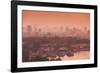 Elevated view of a lake and a city at sunset, West Lake, Tay Ho, Hanoi, Vietnam-null-Framed Photographic Print