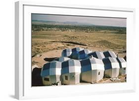 Elevated View of a Residential Geodesic Dome Structure, Called 'Zome', Corrales, NM, 1972-John Dominis-Framed Photographic Print