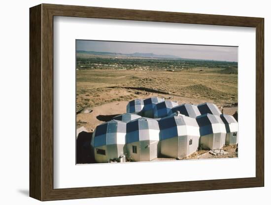 Elevated View of a Residential Geodesic Dome Structure, Called 'Zome', Corrales, NM, 1972-John Dominis-Framed Photographic Print