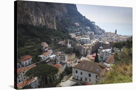 Elevated View of Amalfi, Costiera Amalfitana (Amalfi Coast), Campania, Italy-Eleanor Scriven-Stretched Canvas