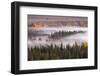 Elevated view of aspen and cottonwood trees in morning mist along Snake River, Grand Teton NP, WY-Adam Jones-Framed Photographic Print