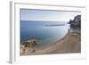 Elevated View of Atrani Beach with Family and Fishing Boats-Eleanor Scriven-Framed Photographic Print