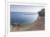 Elevated View of Atrani Beach with Family and Fishing Boats-Eleanor Scriven-Framed Photographic Print